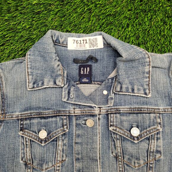 Vintage 90s GAP Denim Jacket Womens 2XS/XS 16x20 Faded Blue - Picture 12 of 15